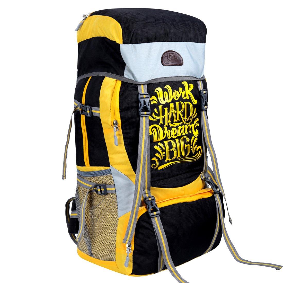 Black & Yellow Casual Trekking Rucksack Bag With Shoe Compartment