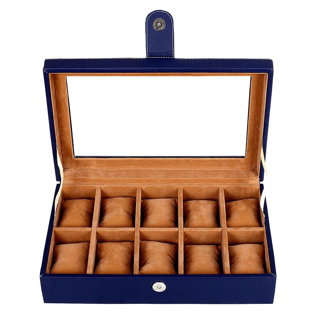 Leather World Unisex 10 Slots Watch Organiser Box - Leatherworldonline.net