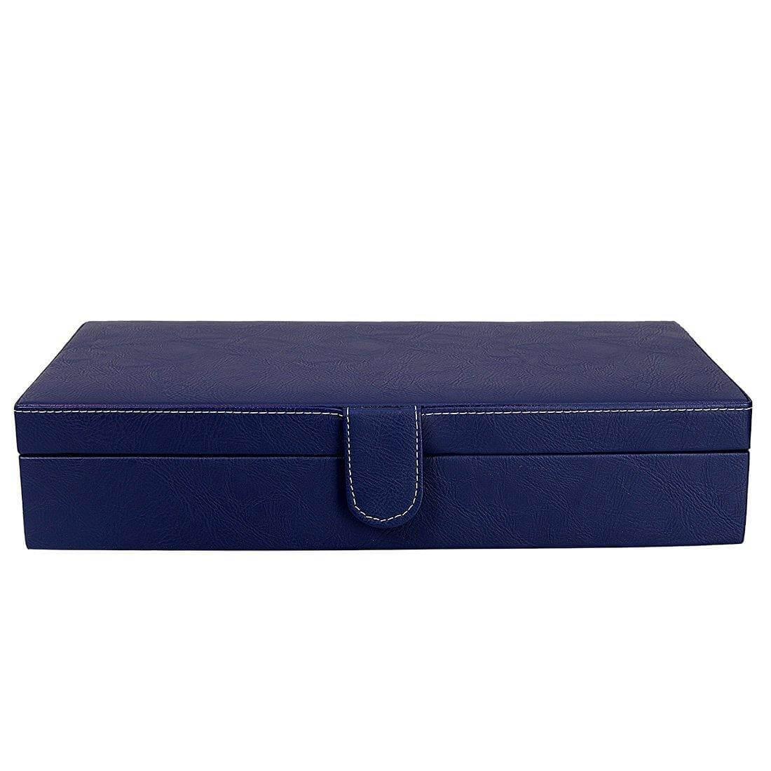12 Slots Luxury Blue Watch Box Organizer with Plain PU Leather Finish