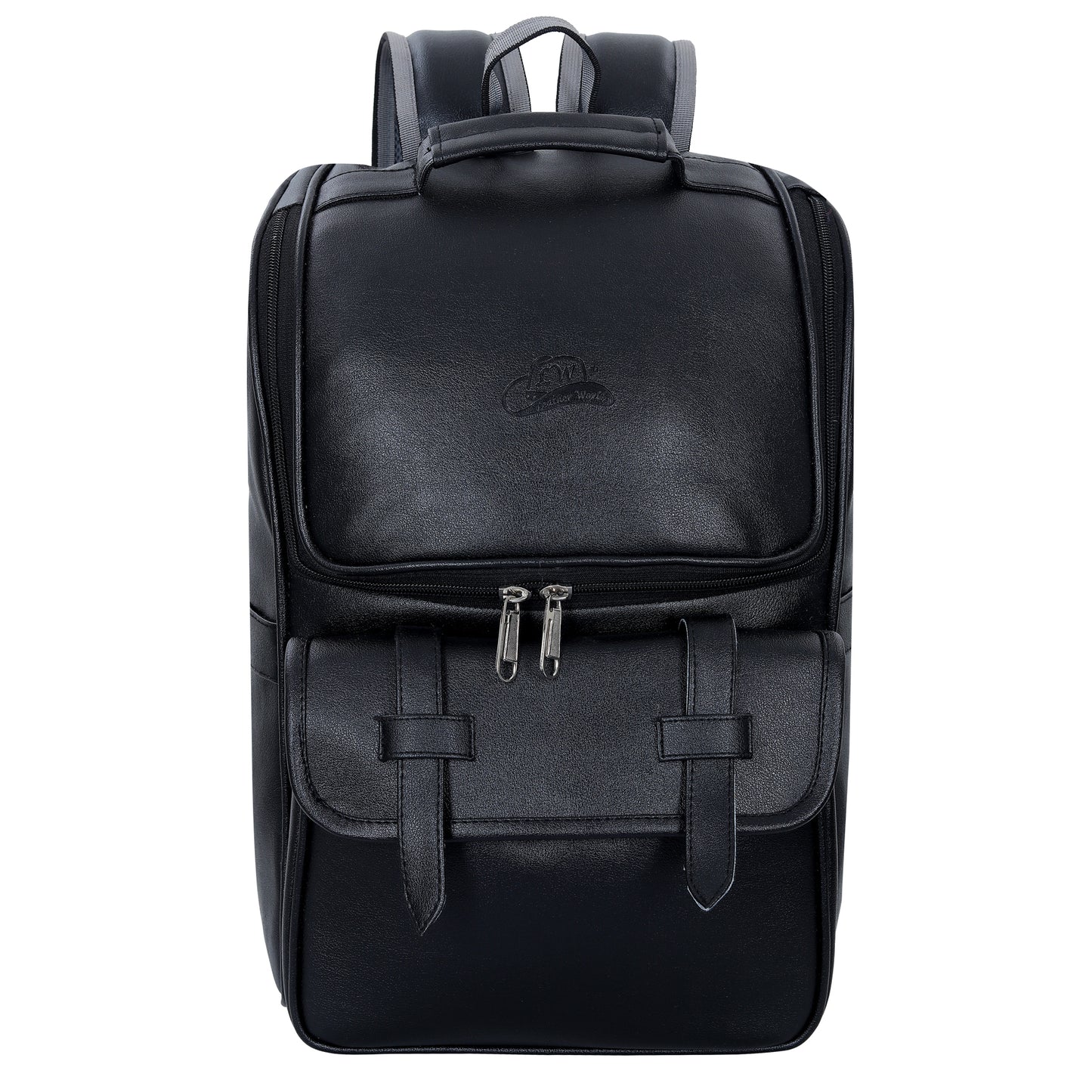 Leather World 14 inch Black Pu Leather Laptop College Casual Backpack Women (BP3081)