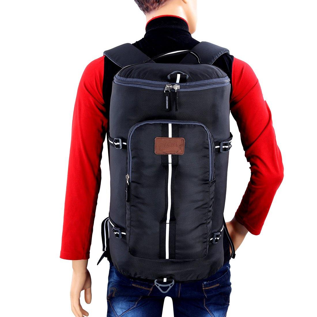 Black Nylon Unisex Casual Adventure Companion Trekking Rucksack Bag