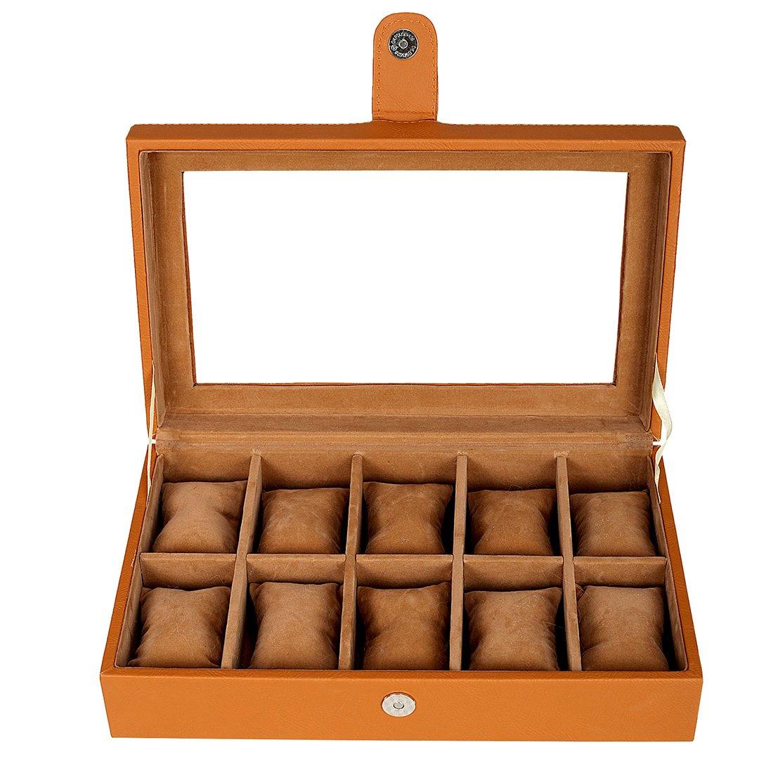 Leather World Unisex 10 Slots Watch Organiser Box - Leatherworldonline.net