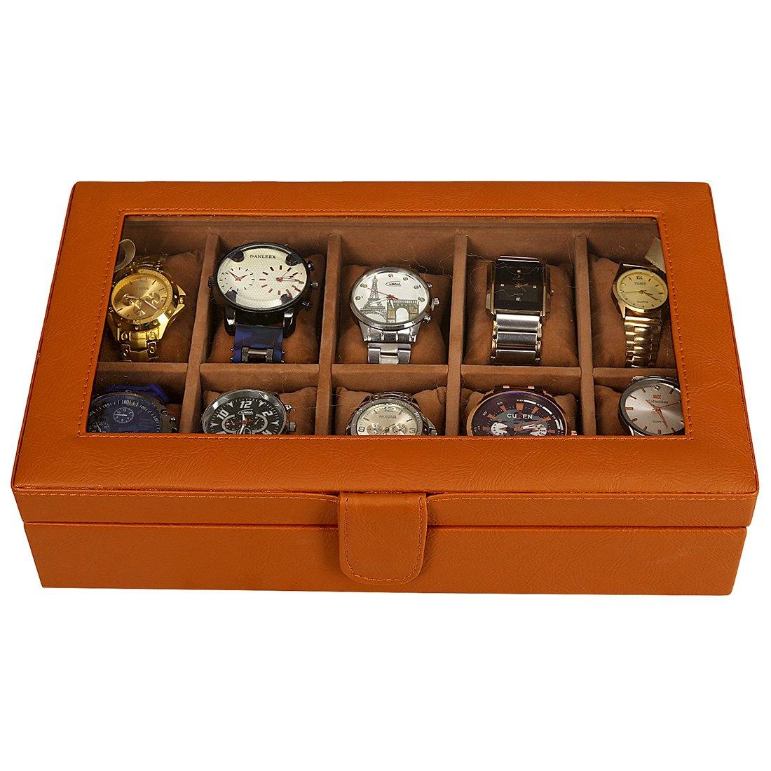 Leather World Unisex 10 Slots Watch Organiser Box - Leatherworldonline.net