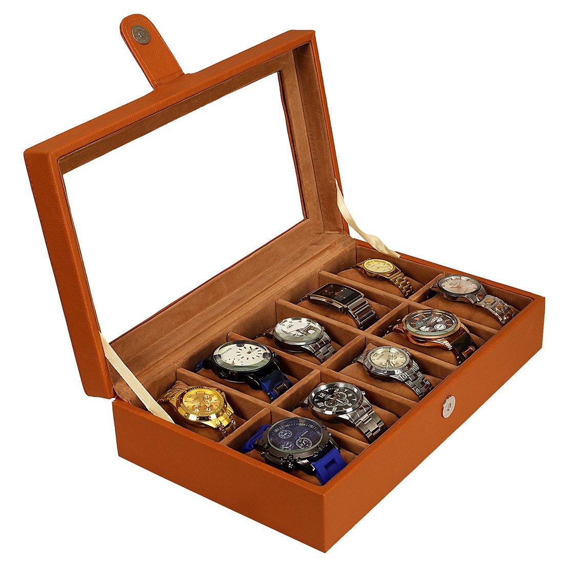 Leather World Unisex 10 Slots Watch Organiser Box - Leatherworldonline.net