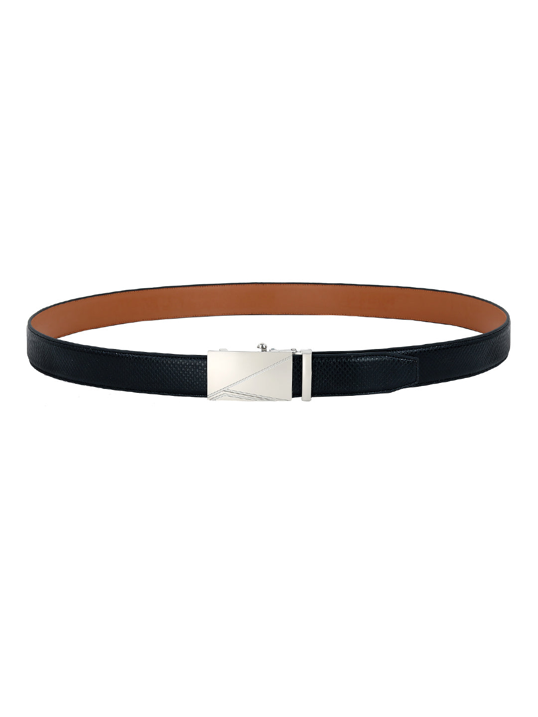 Leather World Auto Lock Buckle Vegan Leather Formal Black Belt For Men Elegant Gift Box