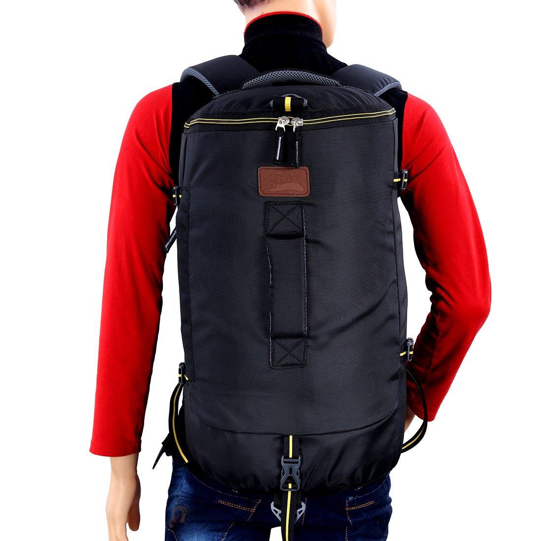 Black Nylon Unisex Casual Adventure Companion Trekking Rucksack Bag 