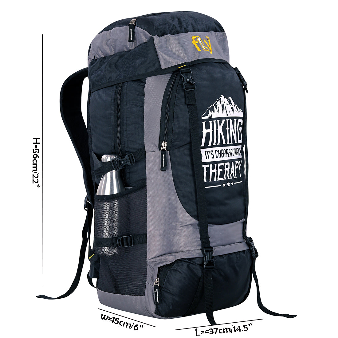 Adventure Backpack Trekking Hiking Travel Rucksack Bag With Shoe Compartments Rucksack - 55 L (Grey)