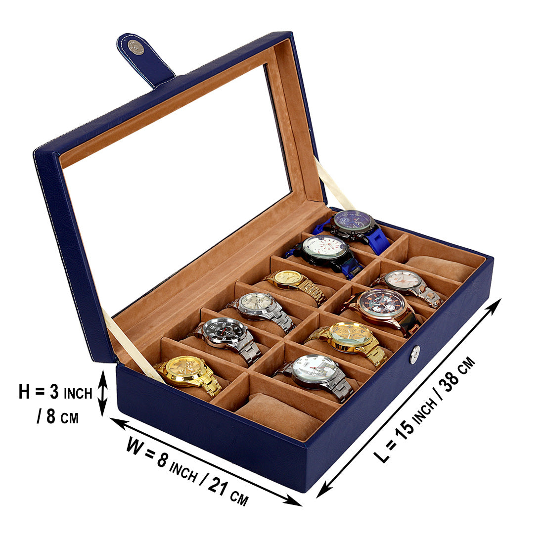 12 Slots Luxury Watch Box Organizer with Viewing Window