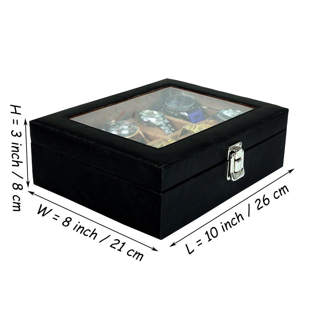 8 Slot Unisex Sleek Watch Organizer Box With Viewing Window