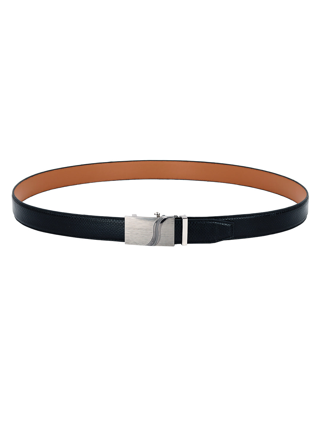 Leather World Auto Lock Buckle Vegan Leather Formal Black Belt For Men Elegant Gift Box