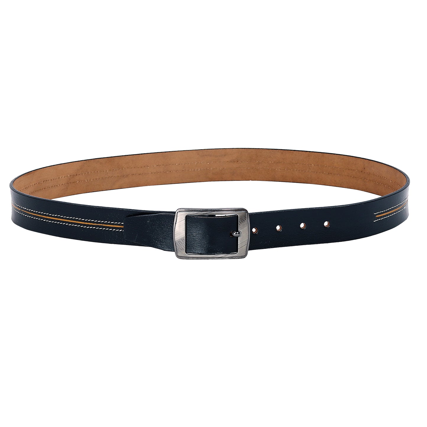 Leather World Pin Lock Buckle Genuine Leather Formal Casual Black Belt For Men Elegant Gift Box