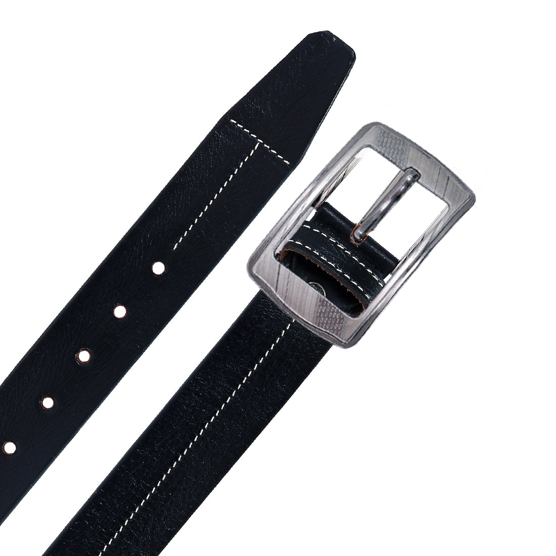 Leather World Pin Lock Buckle Genuine Leather Formal Casual Black Belt For Men Elegant Gift Box