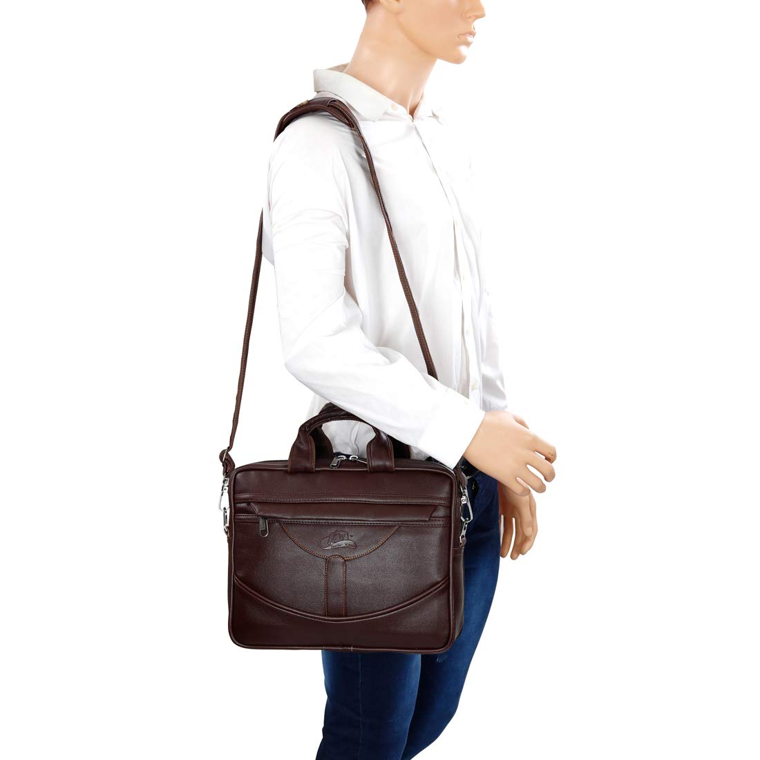 Leather World Pu Leather Mini 14 inch Laptop Office Bag | Office Bag | Messenger Bag | Travel Bag