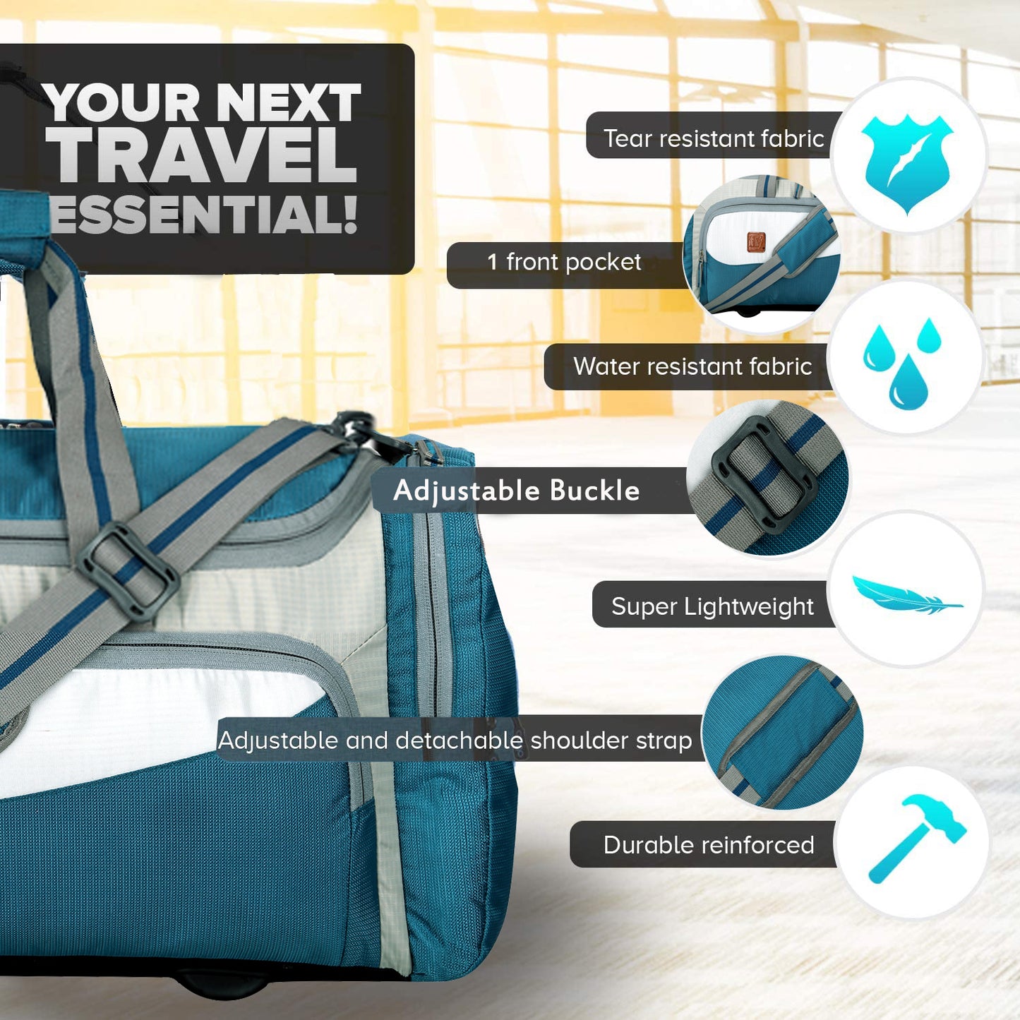 Fly Fashion 38 Liter Expandable Travel Duffle Bag for Men and Women Sports Duffel Bag