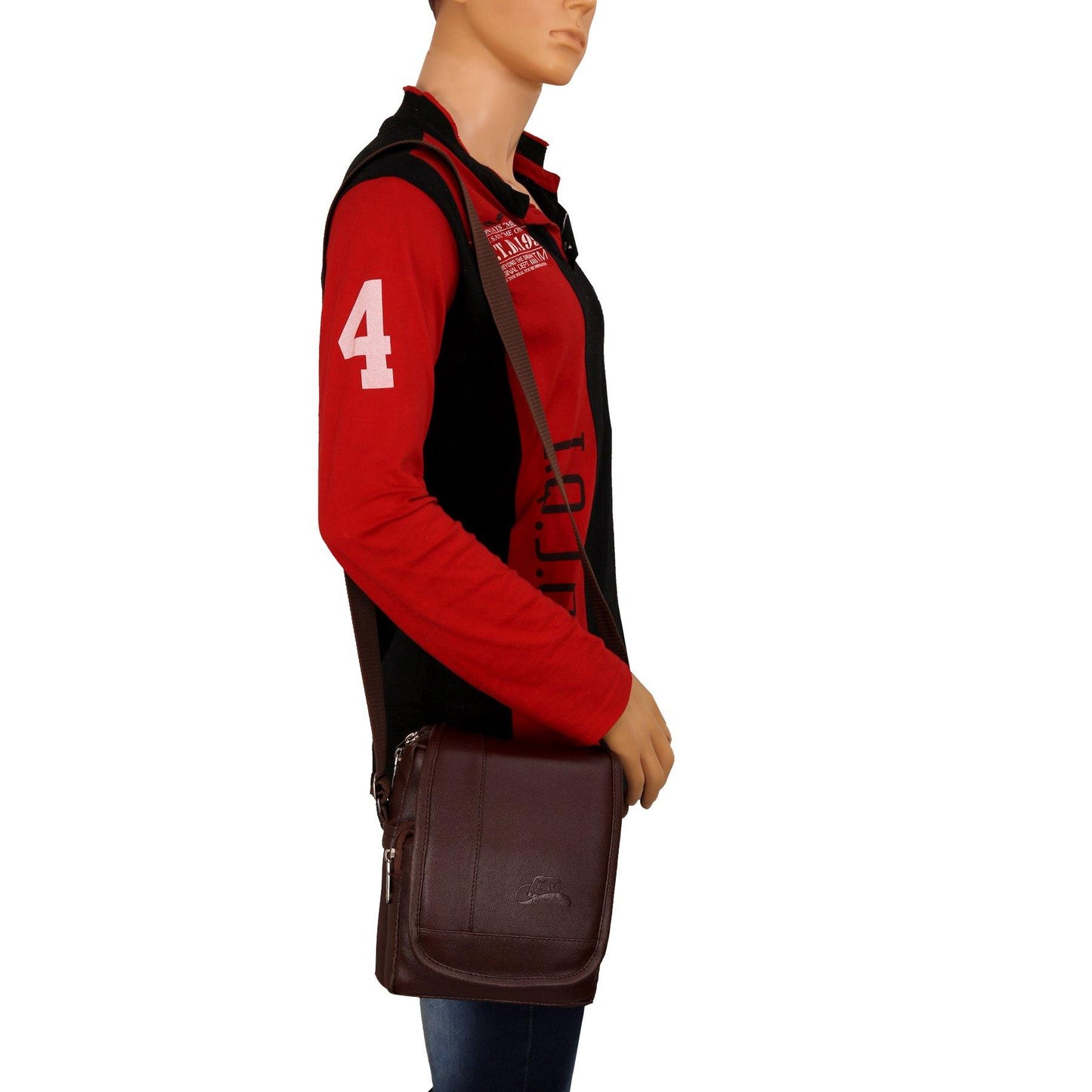 Leather World PU Leather Crossbody Sling Stylish Unisex Convenience