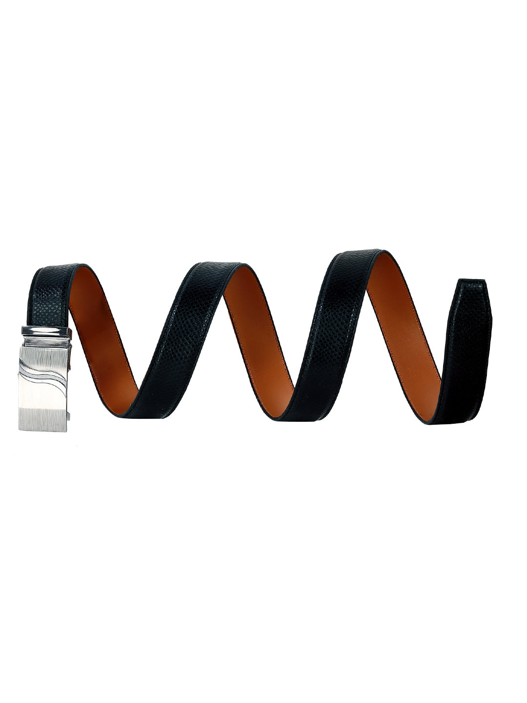 Leather World Auto Lock Buckle Vegan Leather Formal Black Belt For Men Elegant Gift Box