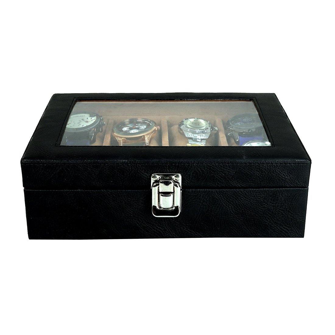 8 Slot Unisex Sleek Watch Organizer Box With Viewing Window