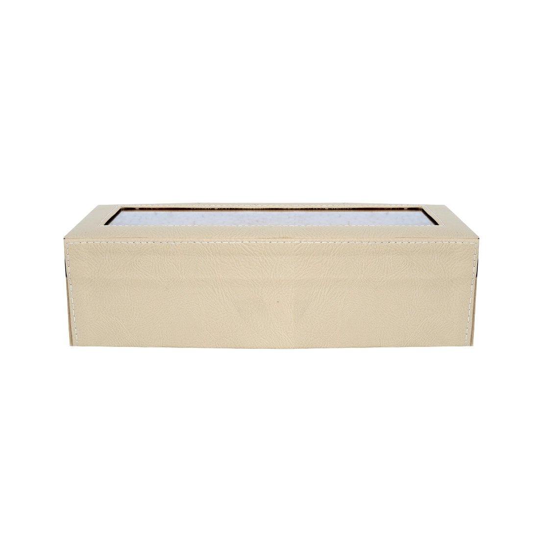 4 Slots Stylish Beige Watch Box with Viewing Window