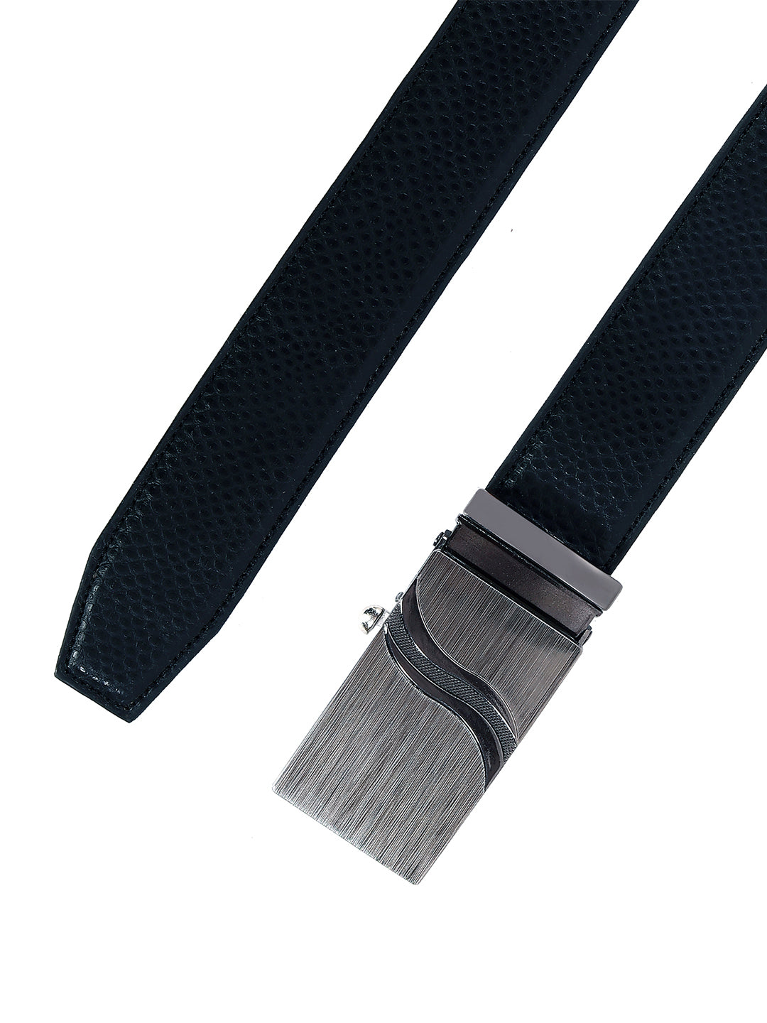 Leather World Auto Lock Buckle Vegan Leather Formal Black Belt For Men Elegant Gift Box