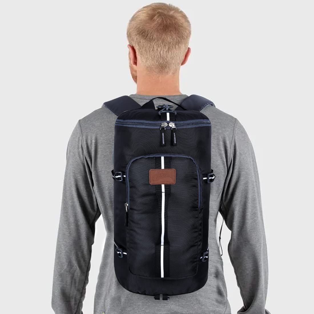 Leather World Polyester 28 Cms Travel Duffle(Hiking_ Black-3)