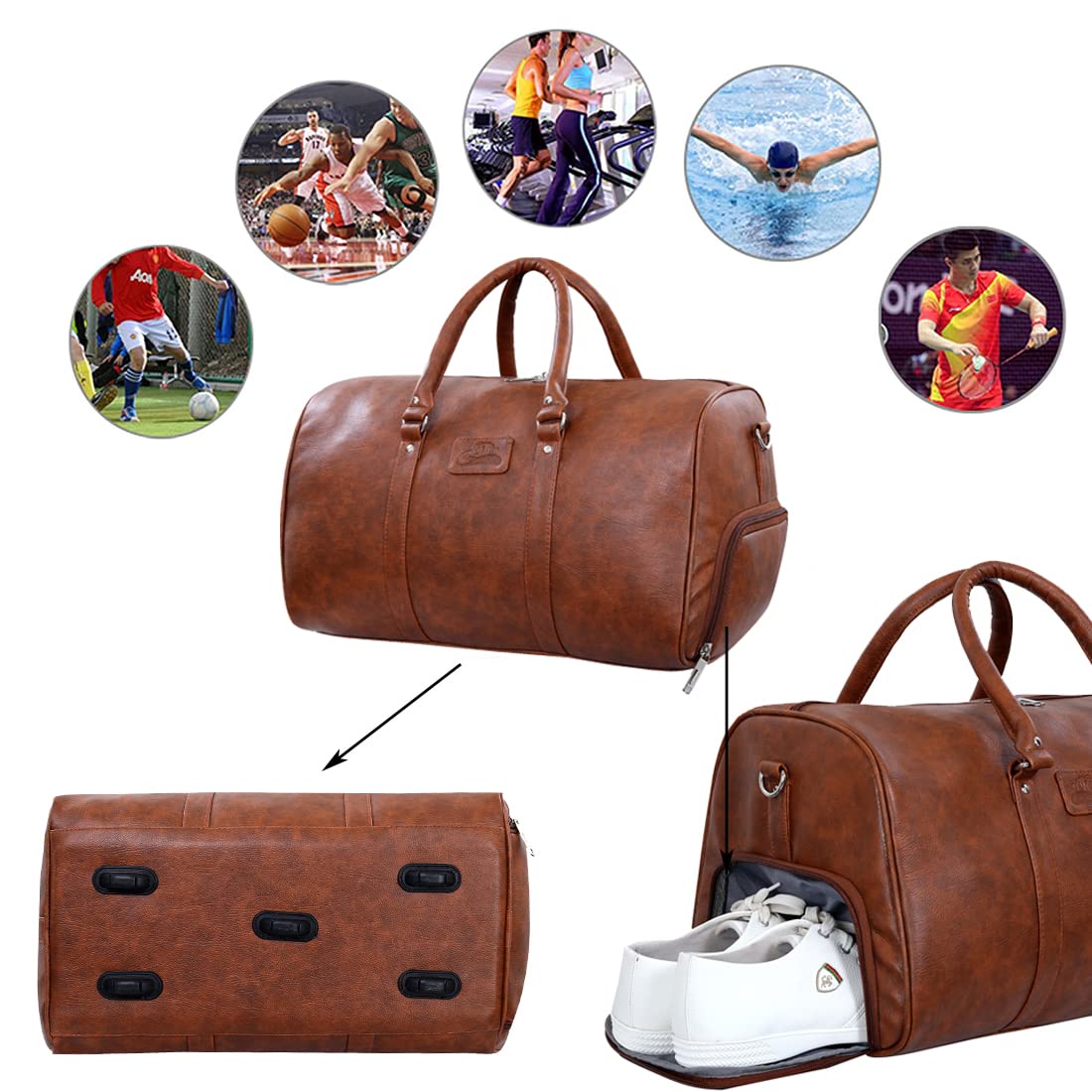 Leather World Leather 27 Cms Travel Duffle(NWSHOEDB_ Tan)