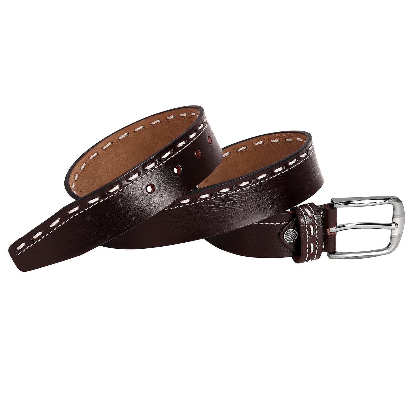 Leather World Formal Casual Brown Color Branded Stylish Genuine Leather Belts For Men