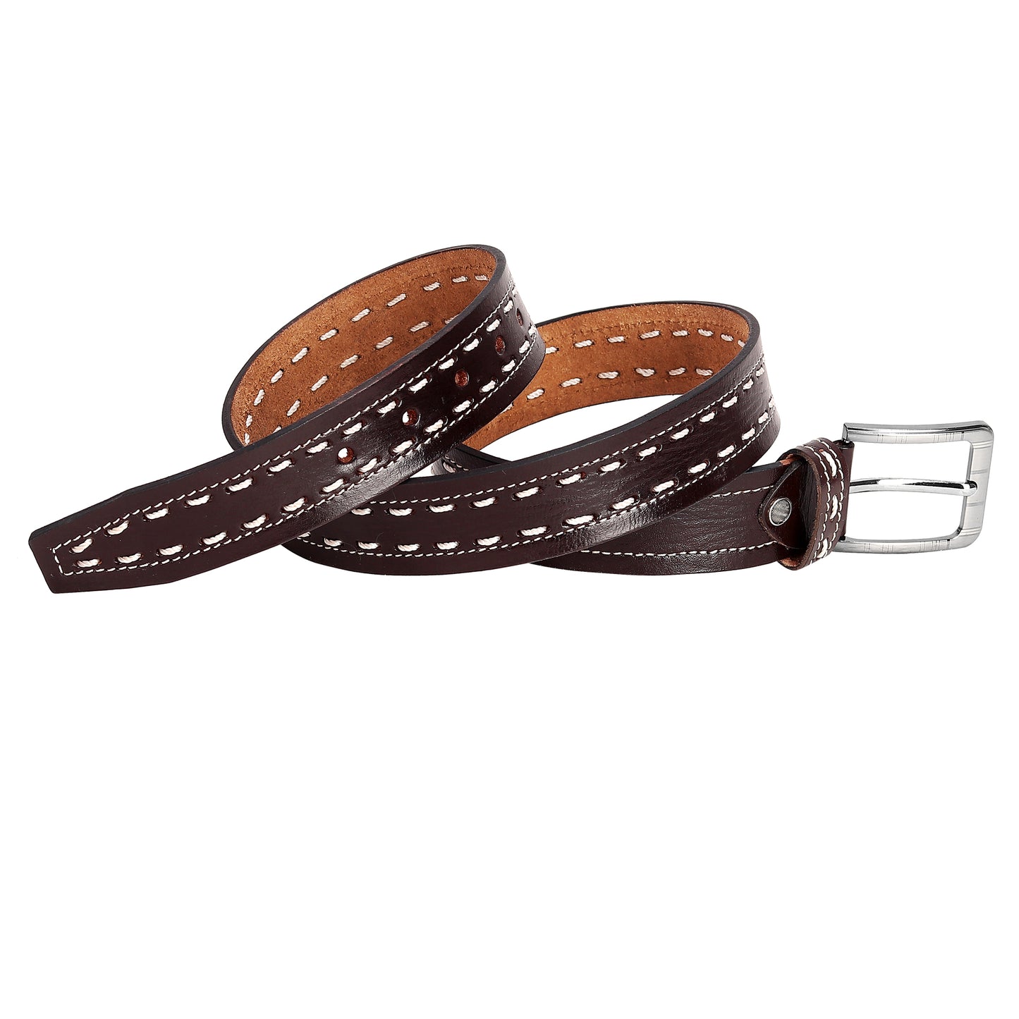 Leather World Formal Casual Brown Color Branded Stylish Genuine Leather Belts For Men