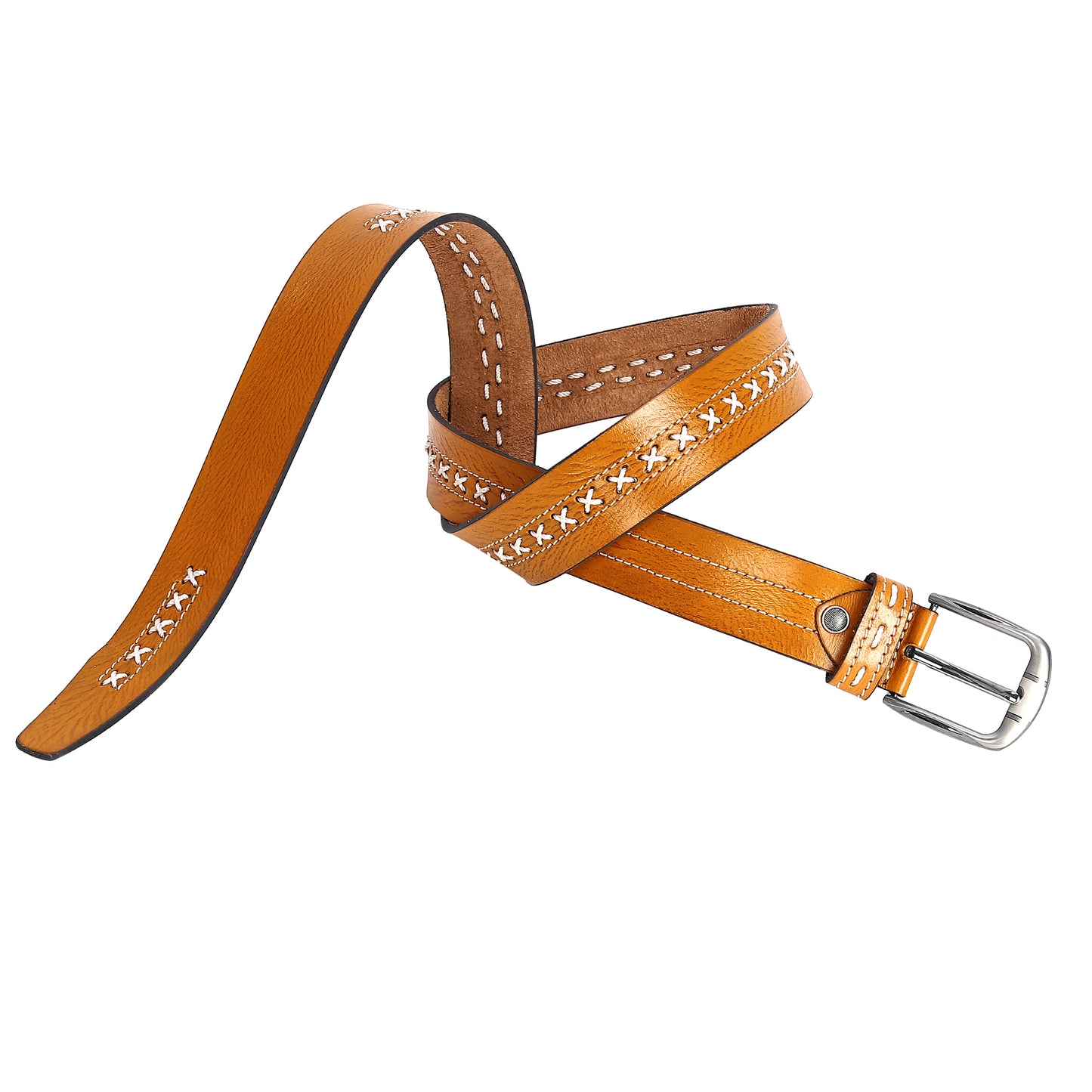 Leather World Formal Casual Tan Color Branded Stylish Genuine Leather Belts For Men