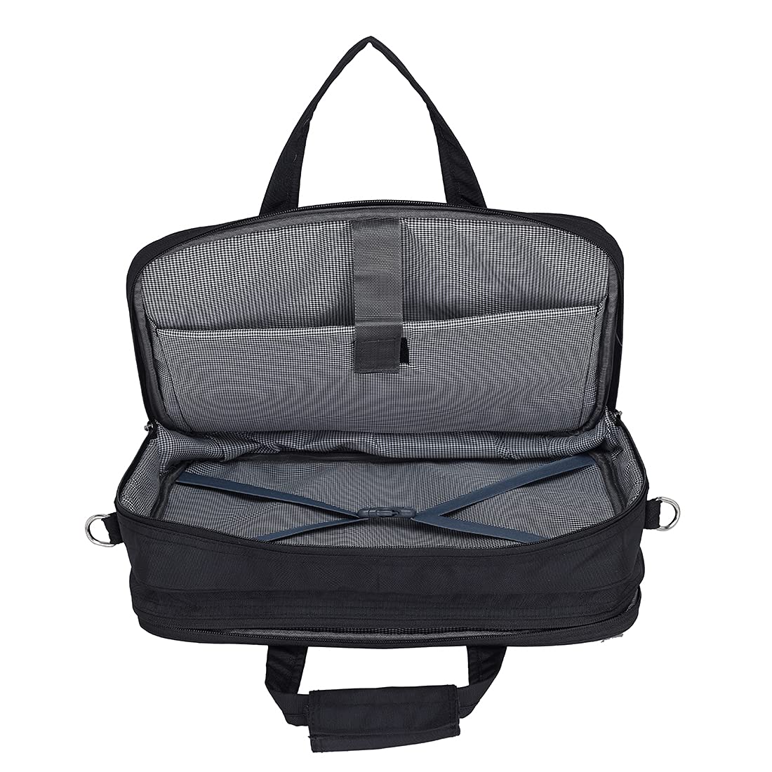 Fly Fashion 15.6 inch Nylon Expandable Laptop Office Bag Men Women Messenger Briefcase-Black