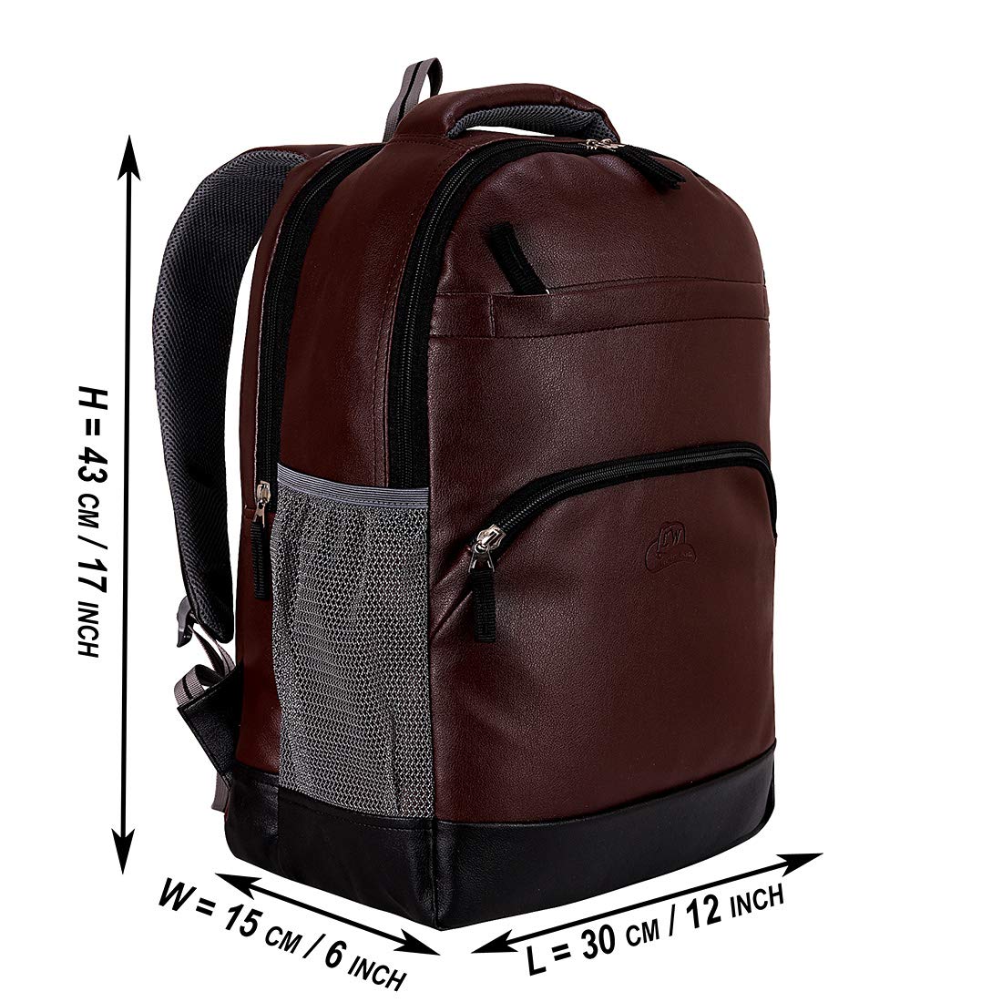 Leather World PU Leather College Office Laptop Backpack with USB