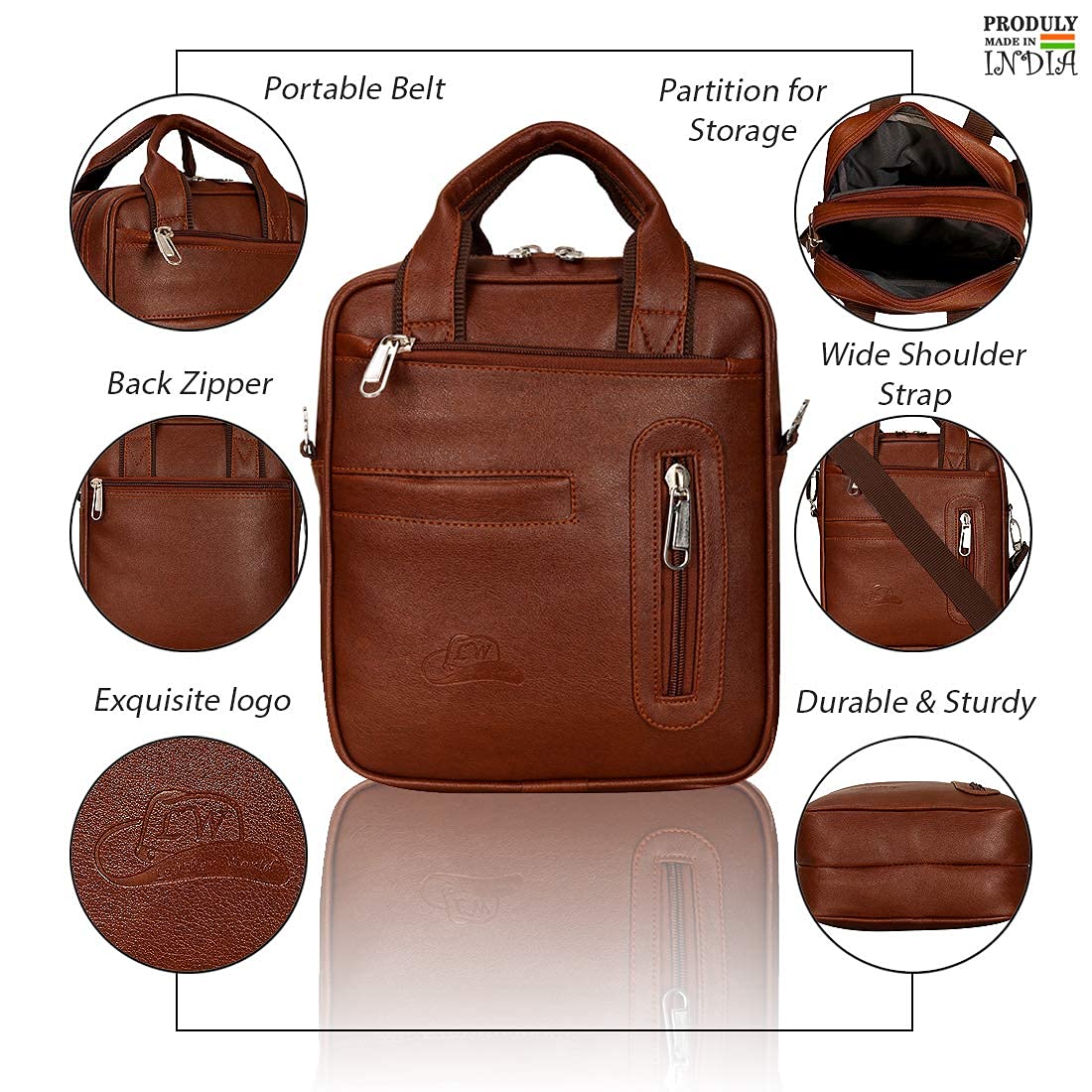 Leather World PU Leather Sling Bag Men Women Cross Body Travel Messenger