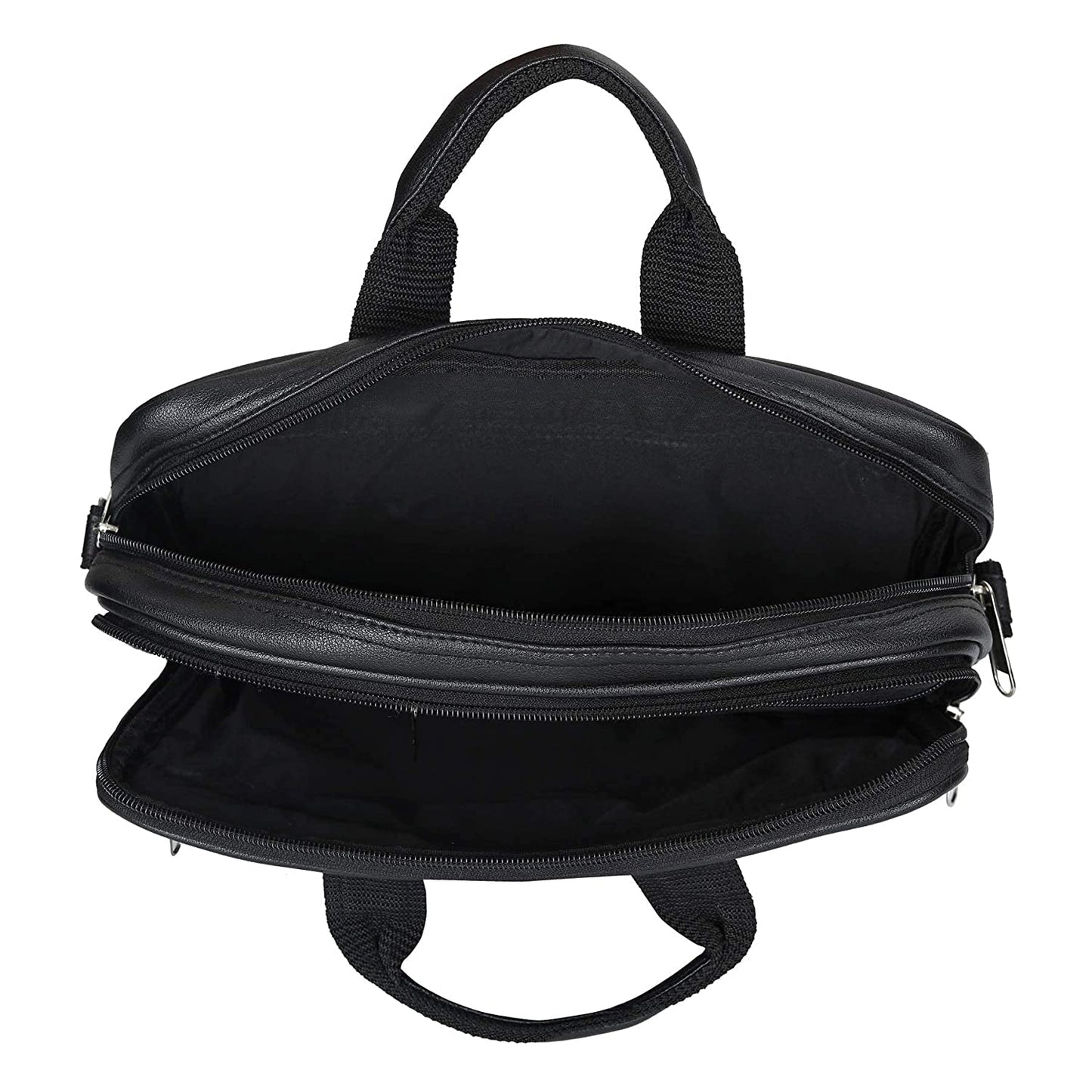 Leather World Vegan Leather Briefcase Laptop Office Bag for Men and Women with Padded Protection for 14 inch Laptop Black