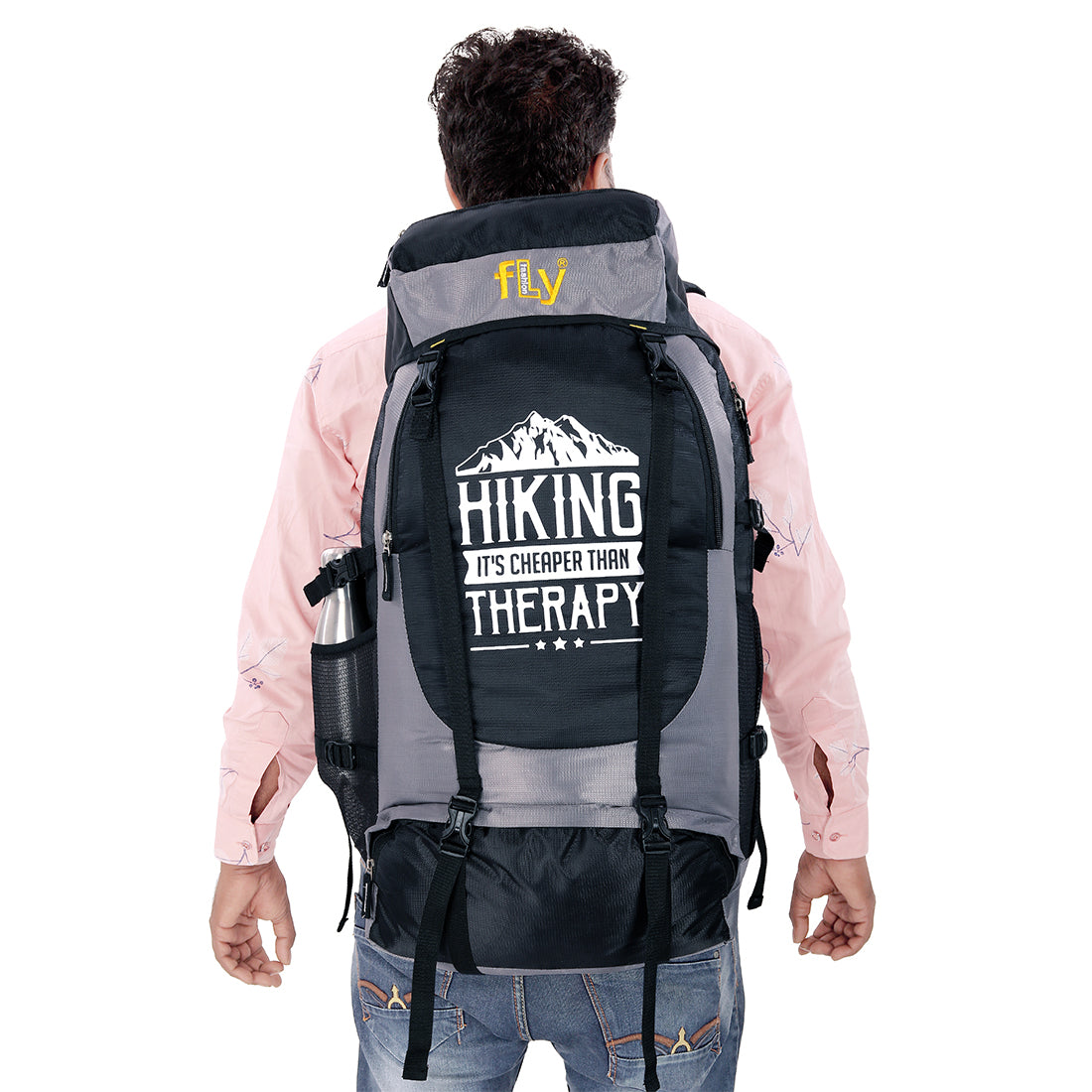 Adventure Backpack Trekking Hiking Travel Rucksack Bag With Shoe Compartments Rucksack - 55 L (Grey)