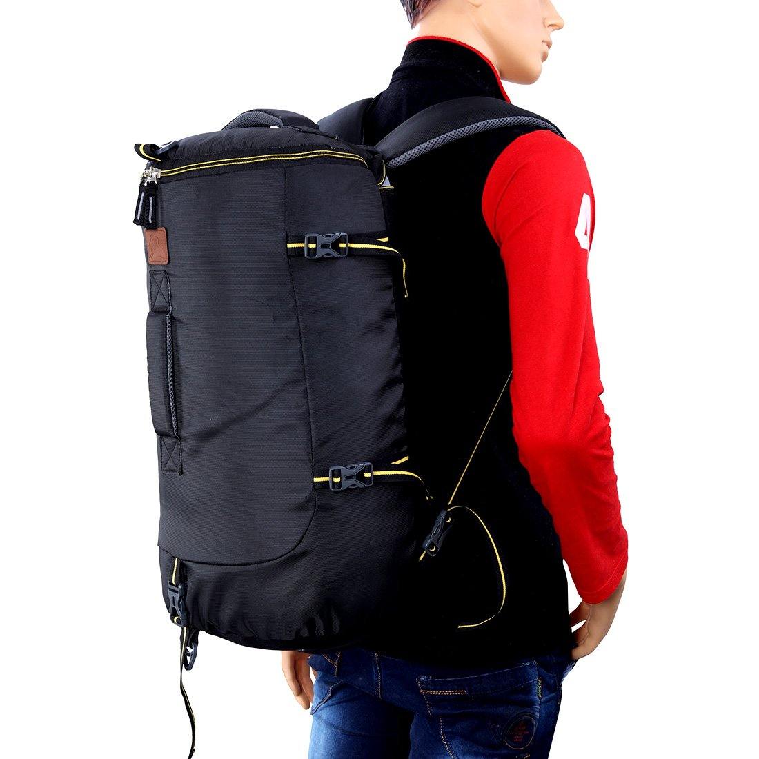 Black Nylon Unisex Casual Adventure Companion Trekking Rucksack Bag 