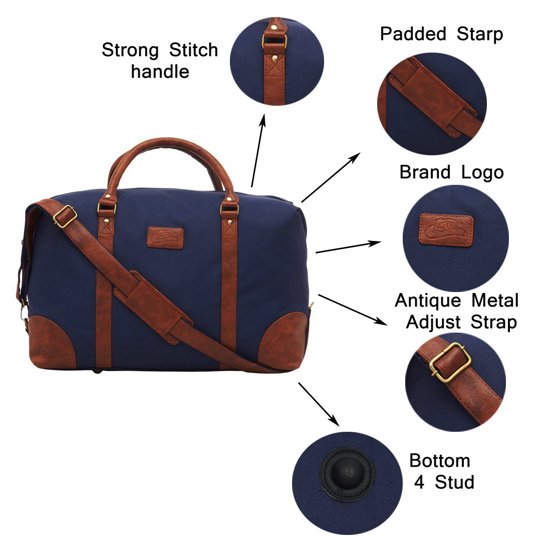 Leather World 24 Inch Nylon Large Travel Duffel Men Luggage Bag Women (Blue-DB4014)