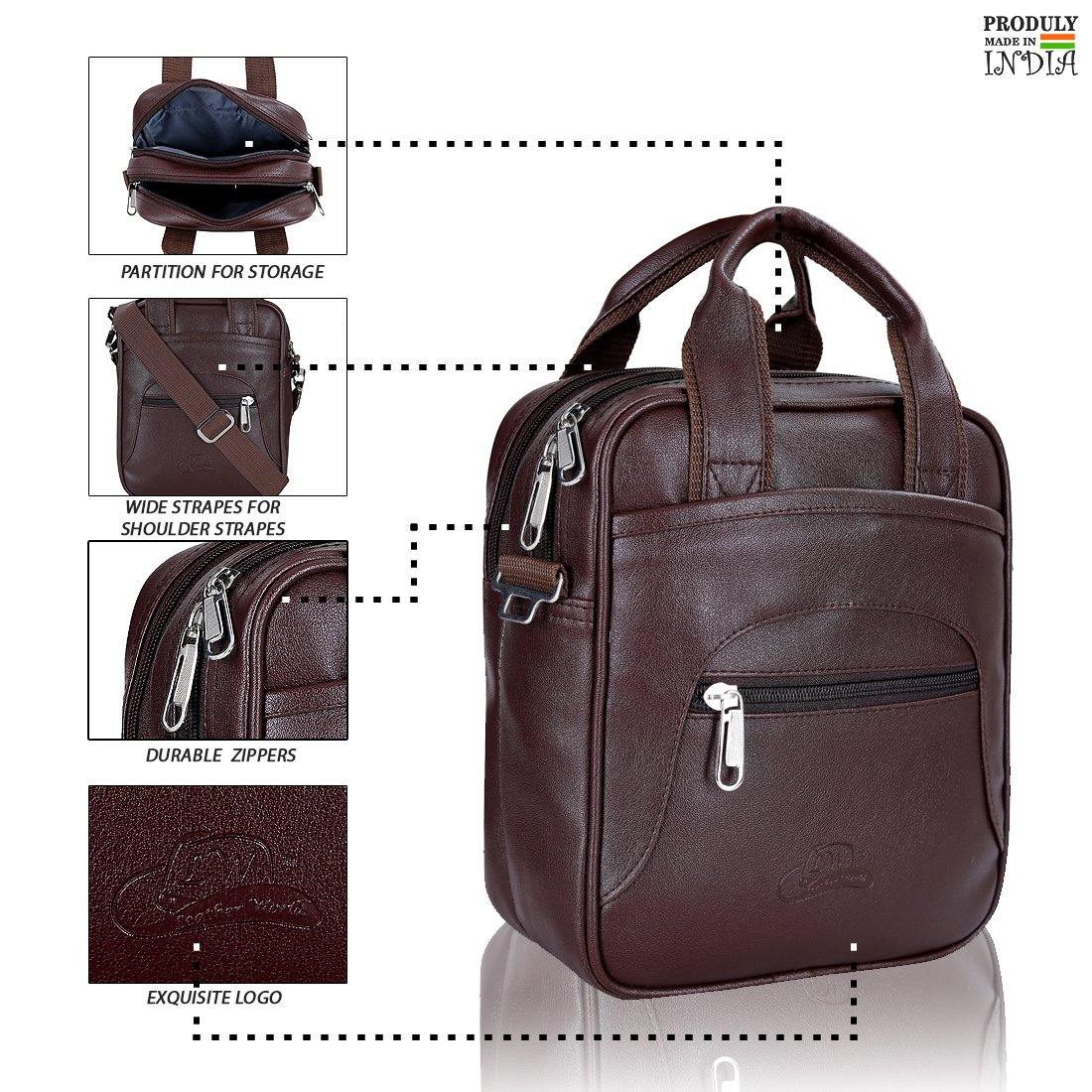 Leather World PU Leather Crossbody Sling Stylish Unisex Convenience