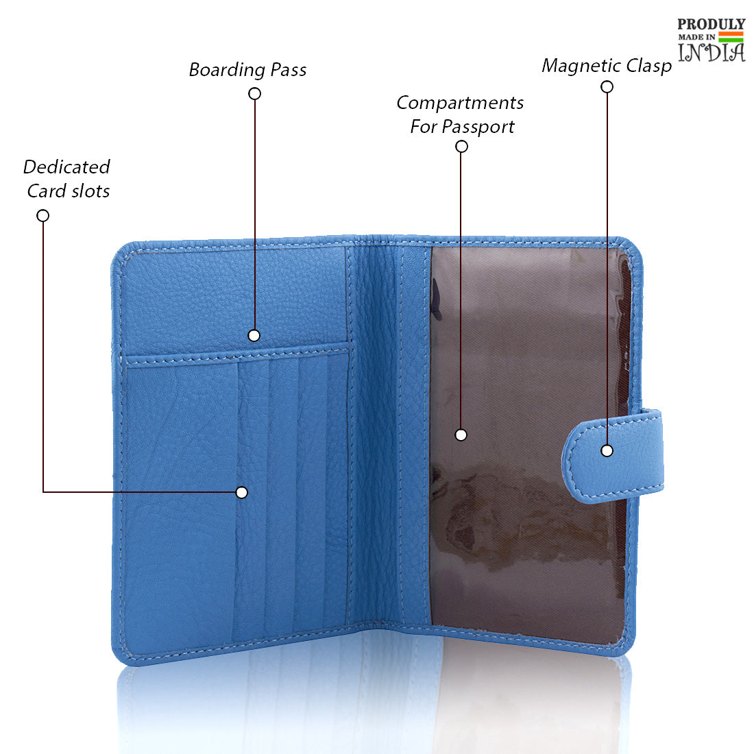 Genuine Gritty Leather Sky Blue Unisex Multi-Purpose Holder