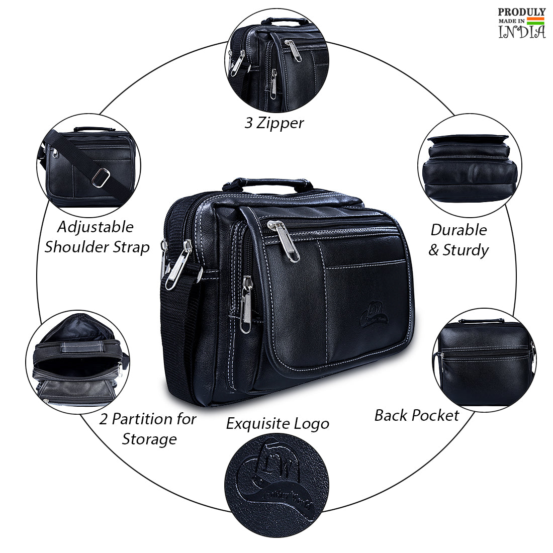 Leather World PU Leather Crossbody Sling Stylish Unisex Convenience