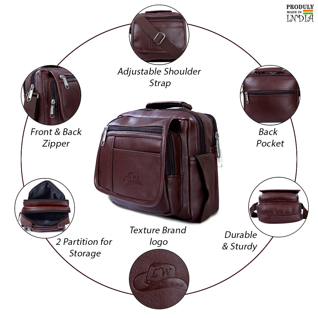 Leather World Unisex Leatherette Sling Bag