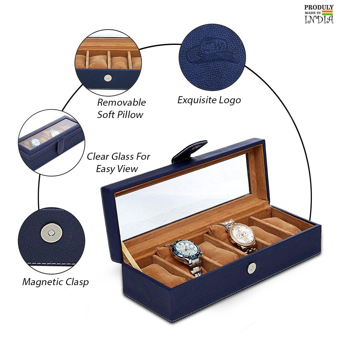 6 Slots Classy Watch Box Organizer with Viewing Window