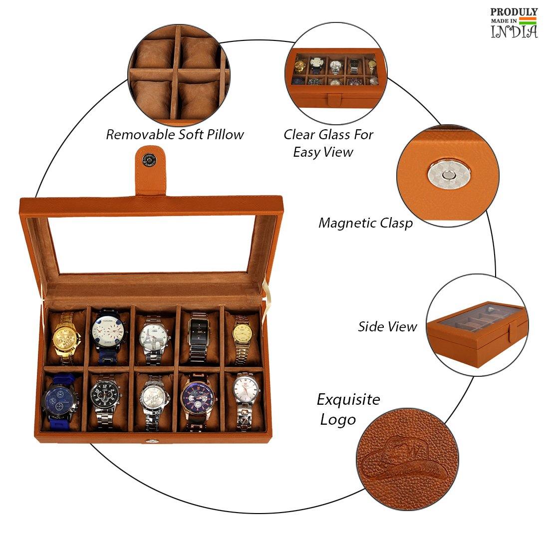 Leather World Unisex 10 Slots Watch Organiser Box - Leatherworldonline.net