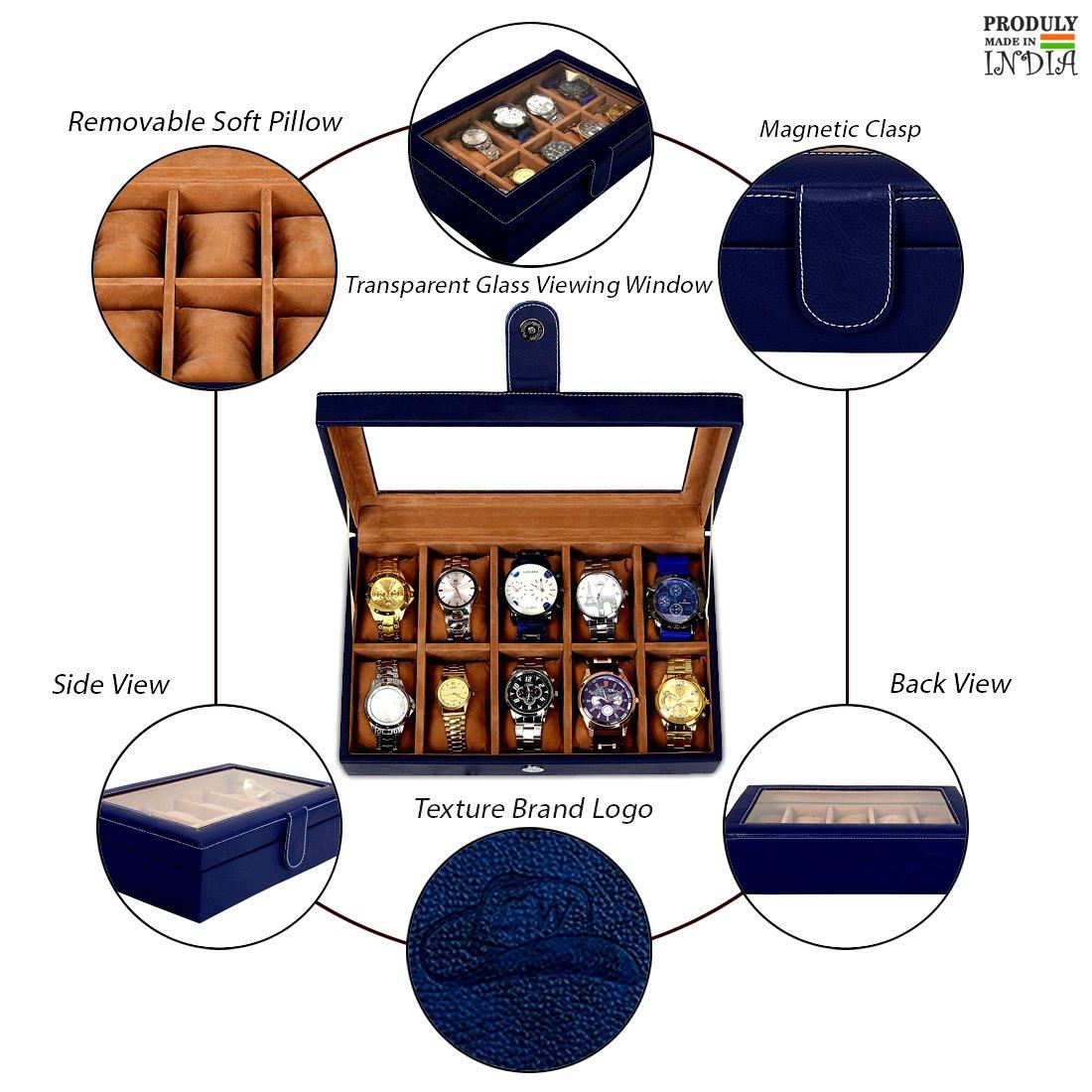 Leather World Unisex 10 Slots Watch Organiser Box - Leatherworldonline.net