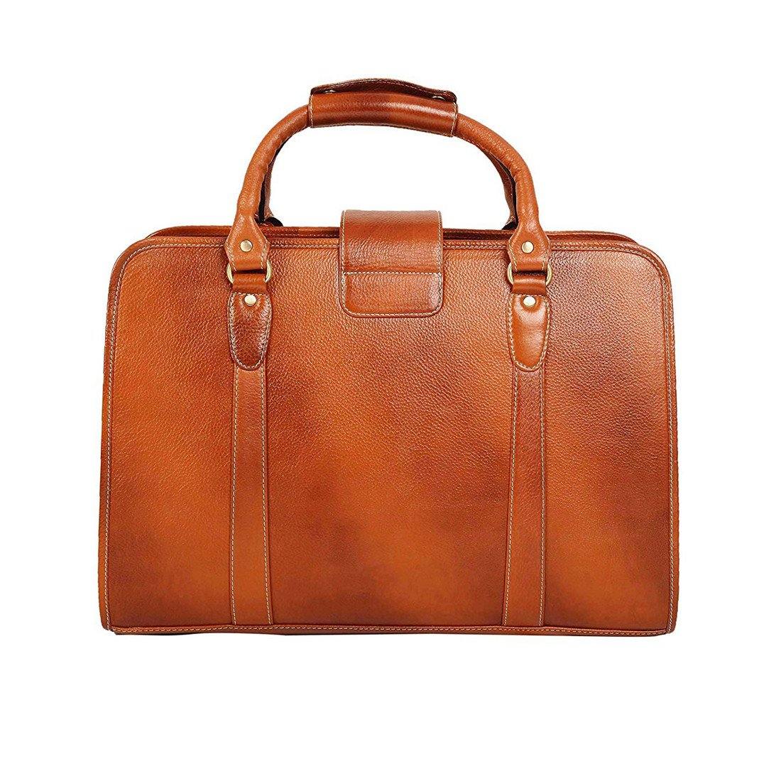 Leather World Genuine Leather Laptop Portfolio Bag 16.5" Tan 7 Liter Tablets / Macbook #OB1063 - Leatherworldonline.net