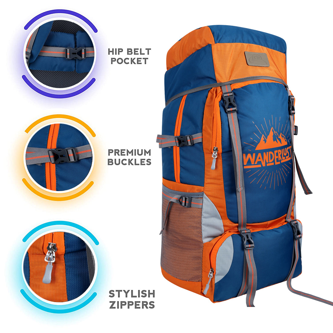 Orange Unisex Nylon Trekking Rucksack Bag Stylish Adventure Companion