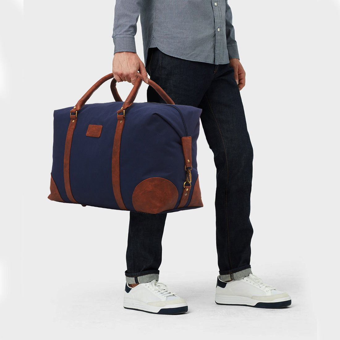 Leather World 24 Inch Nylon Large Travel Duffel Men Luggage Bag Women (Blue-DB4014)