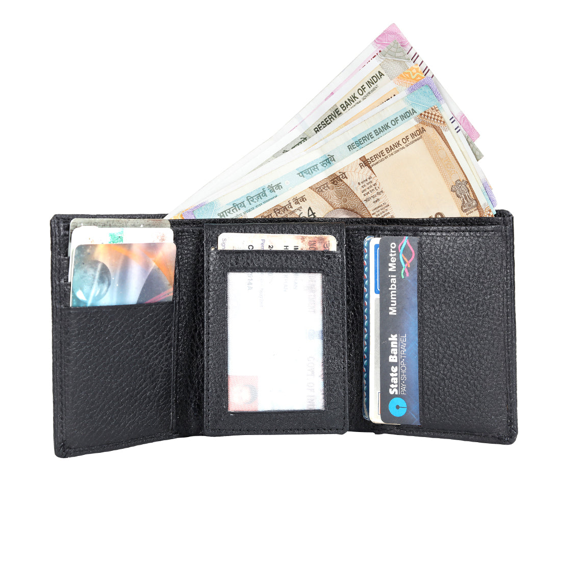 Genuine Grained Leather Trending Trifold Wallet For Men