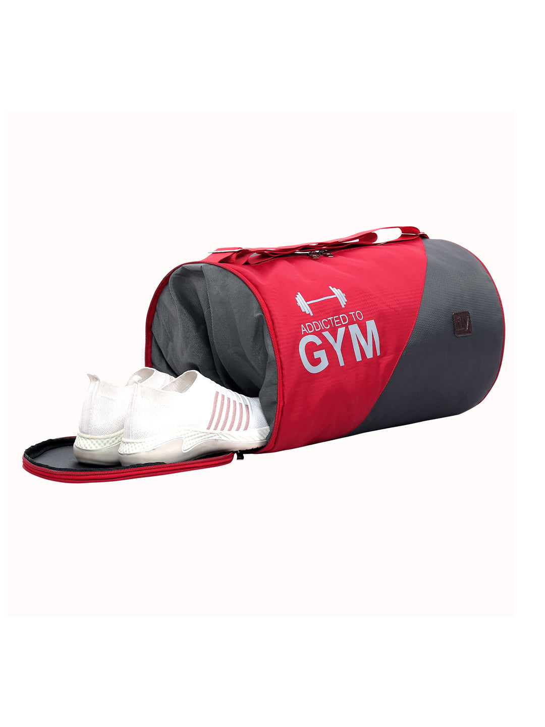Fly Fashion Water Resistant 32 Ltrs Travel Duffel for Gym Sports for Men and Women with Separate Shoes Compartment (Red/Grey)