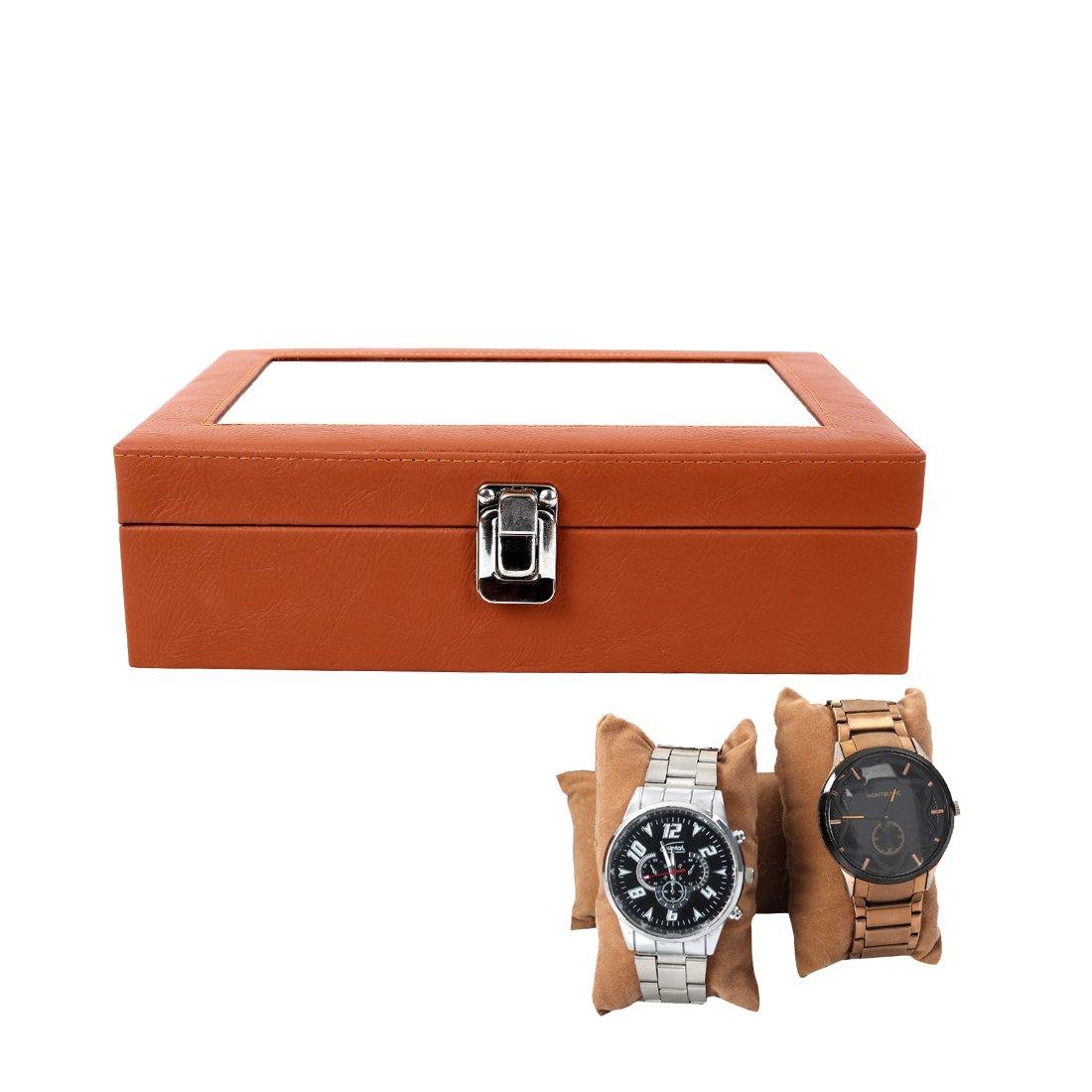 8 Slot Unisex Sleek Watch Organizer Box With Viewing Window