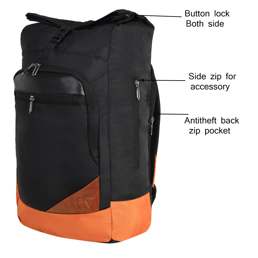Medium 22 L Laptop Backpack Top Roll Large Backpack Bag Men Women (Black)