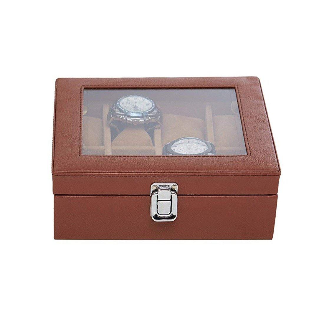 8 Slot Unisex Sleek Watch Organizer Box With Viewing Window